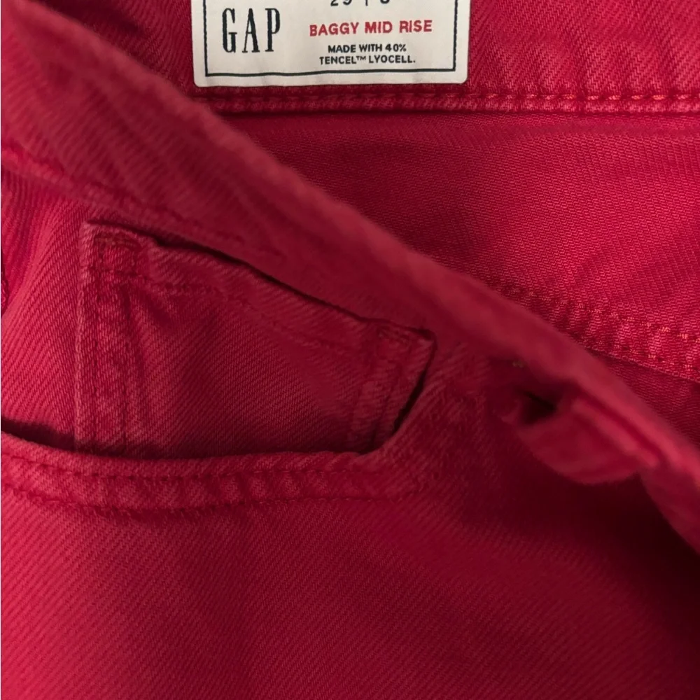 GAP Baggy Mid Rise Wide-Leg Jeans Red, Size 29 (8R) Y2K - Picture 7 of 7